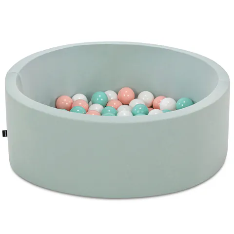 Piscina cu bile, Bubble Pops v11, 150 bile, Ø85 x 30 cm, bumbac/plastic, menta