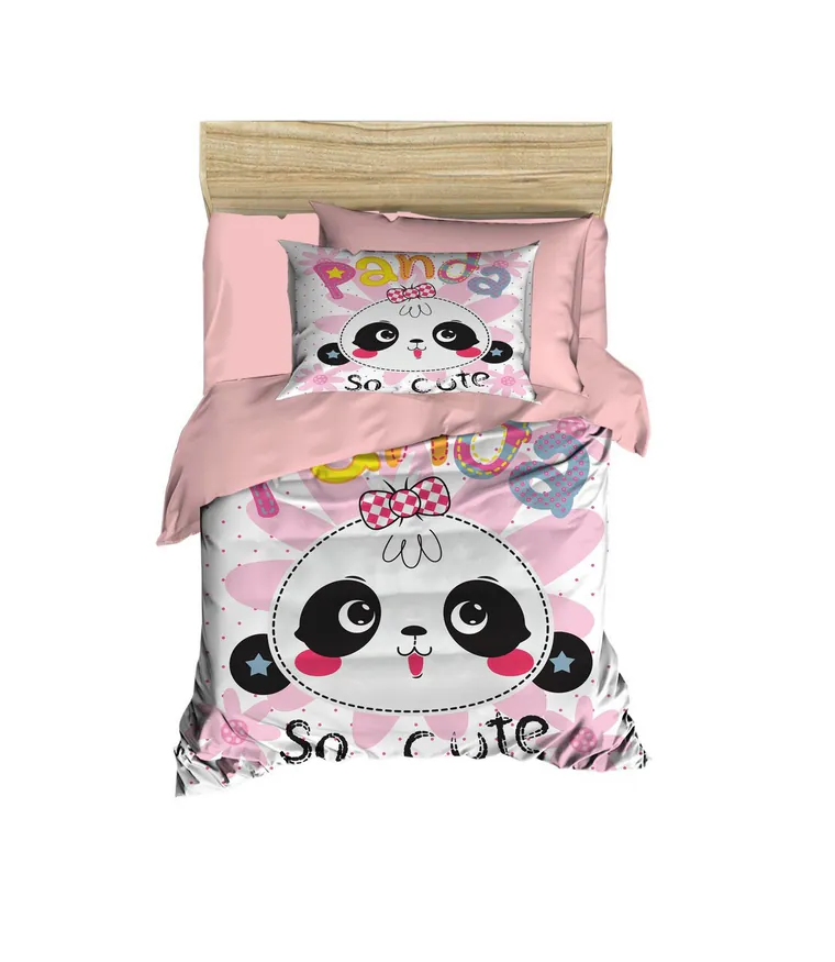 Lenjerie de pat pentru copii, L'essentiel Maison, PH154, Pudră / Alb / Roz