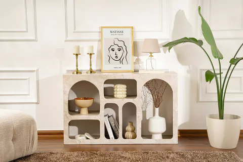 Consola, Nordure, Liva 120, 120x74x37 cm, Travertin Marmură / Gresie