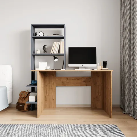 Set birou si biblioteca, Hanah Home, Aden, Stejar / Antracit