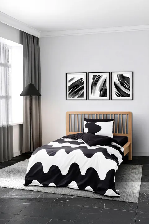 Lenjerie de pat pentru o persoana Single XXL (DE), L'essentiel Maison, Flow, Negru