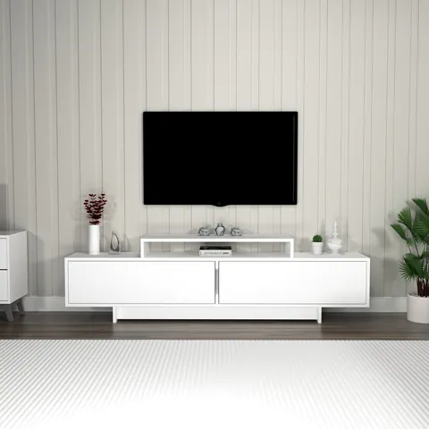 Comoda TV, Hanah Home, Grasyas, 180x50.2x29.6 cm, Alb