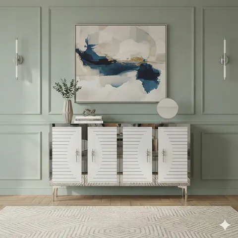 Consola, Hanah Home, Tuna 120, 120x75x32 cm, Alb / Argintiu