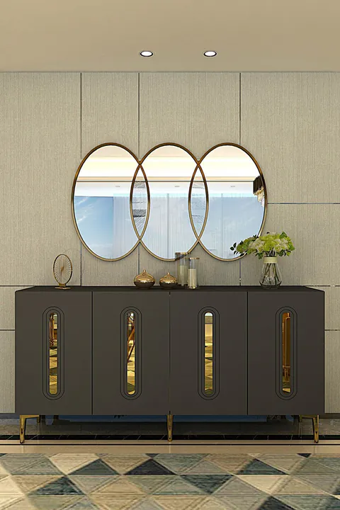 Consola, Hanah Home, Rany 150, 150x75x32 cm, Antracit / Aur