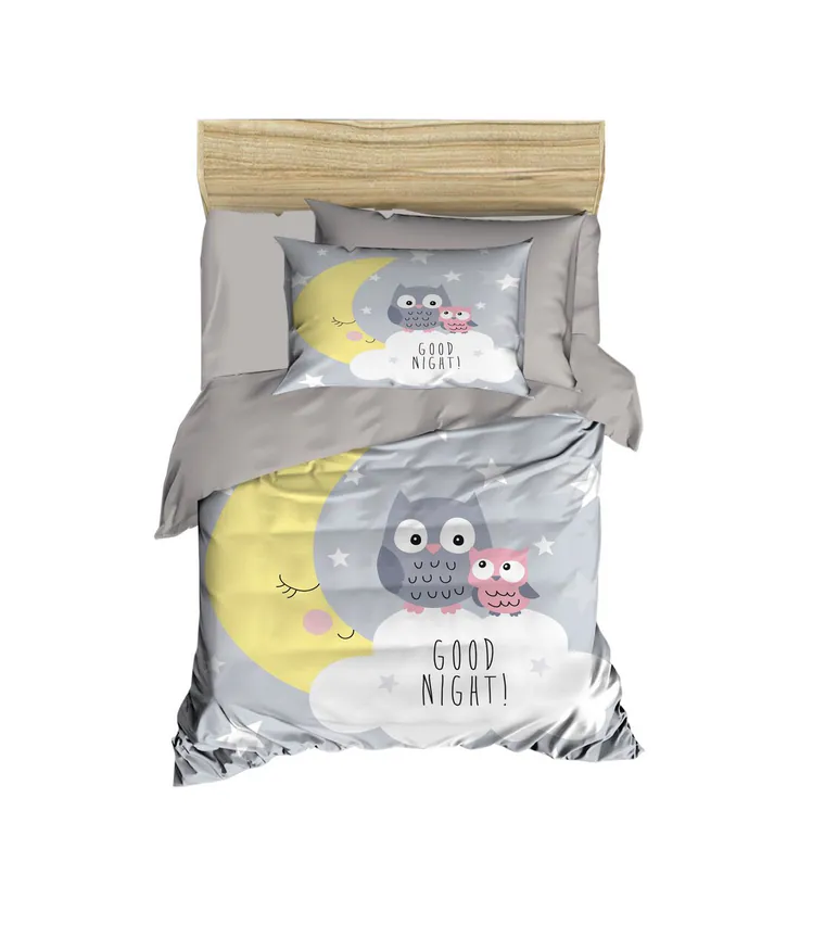 Lenjerie de pat pentru copii, L'essentiel Maison, PH128, Gri / Albastru / Alb