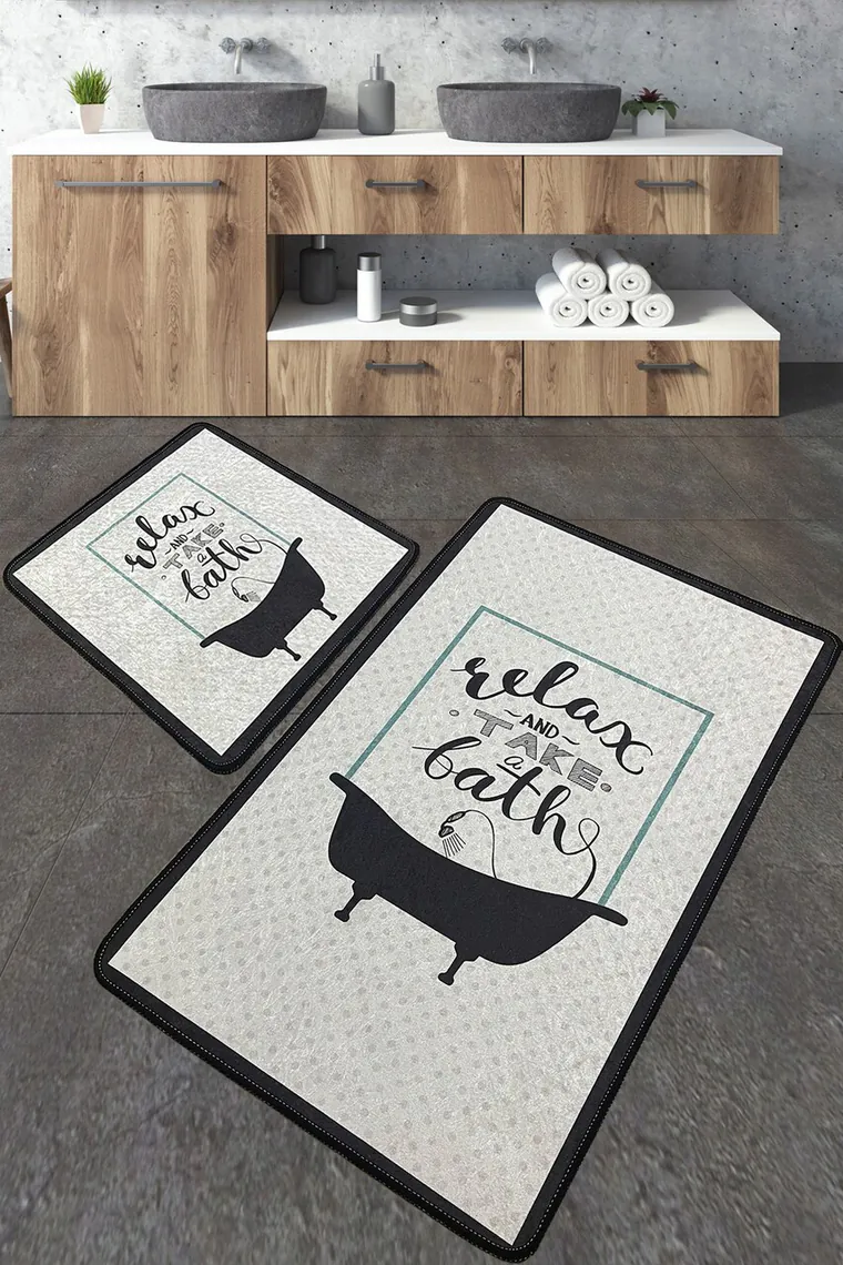 Set covorase de baie, L'essentiel Maison, Take A Bath, Poliester, Multicolor