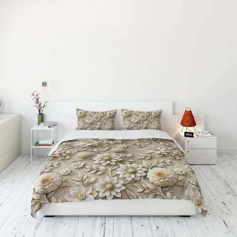 Lenjerie de pat dubla Super King (FR), 3 piese, L'essentiel Maison, FLW_DVT25-1, Multicolor