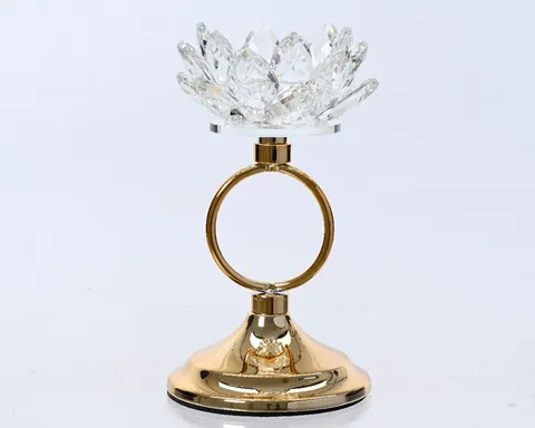 Suport pentru lumanare Classic, Decoris, 11x19 cm, sticla, auriu