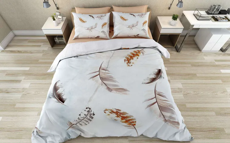 Lenjerie de pat pentru o persoana Single XXL (DE), 2 piese, L'essentiel Maison, Sare, Bumbac;Poliester, Alb/Maro