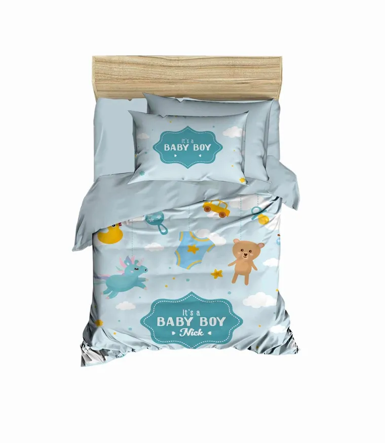 Lenjerie de pat pentru copii, L'essentiel Maison, PH16, Gri / Maro / Alb