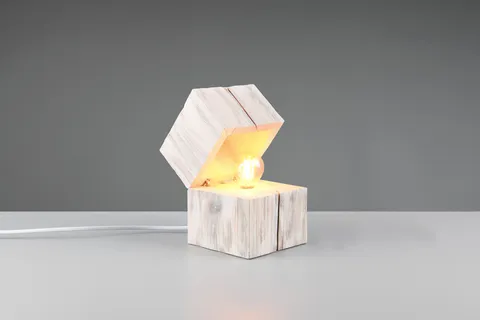 Lampa de masa Treasure, TRIO, 12x12x16 cm, 2W, 1x E14, lemn, alb