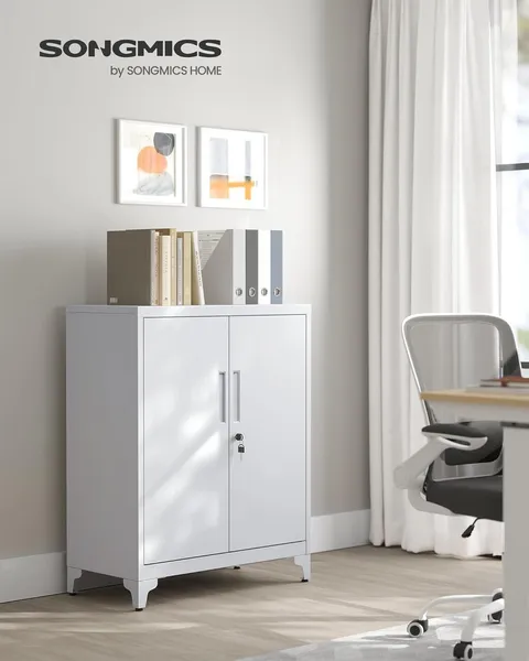 Dulap metalic pentru birou, Songmics, 80x40x90 cm, otel, gri mat