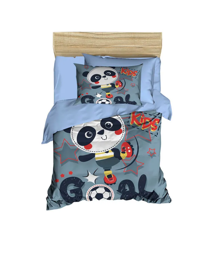 Lenjerie de pat pentru copii, L'essentiel Maison, PH153, Albastru / Gri / Alb