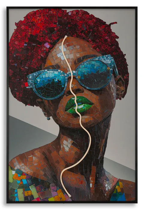 Tablou decorativ cu LED, Mauro Ferretti, Afro, 60x90 cm, canvas/MDF, multicolor