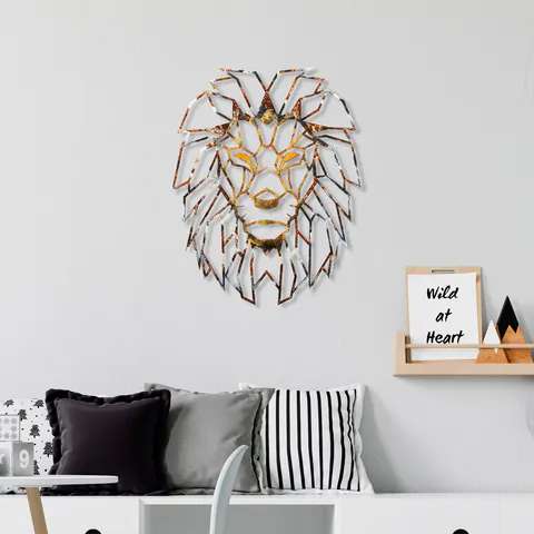 Decoratiune de perete, Lion, 40 x 50 cm, Multicolor