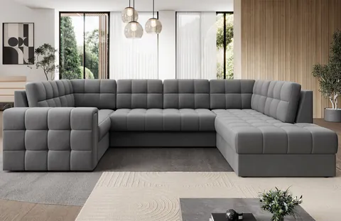 Coltar extensibil dreapta 5 locuri ELTAP, RT-04SO, Blewett, 299x198x82 cm, lemn/poliester, gri