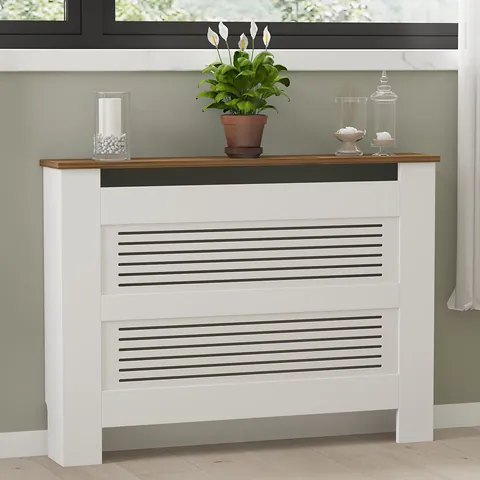 Dulap radiator, Puqa Design, Termora, 112x19x82 cm, PAL/MDF, Nuc/Alb