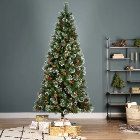 Brad de Craciun Ipswich Pine Snowy, Decoris, 882 varfuri, 112x210 cm, verde