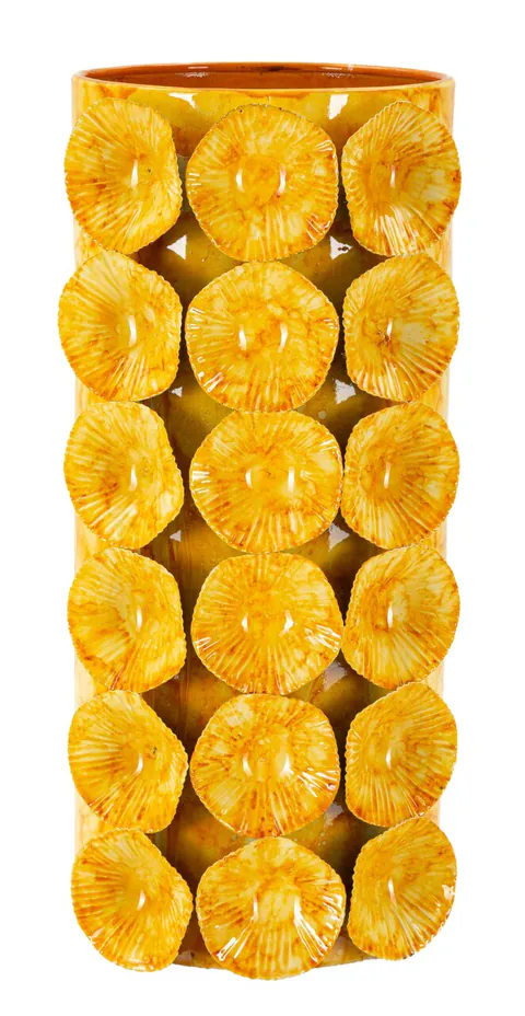 Vaza decorativa Drop, Mauro Ferretti, 16x15x33 cm, fier, galben