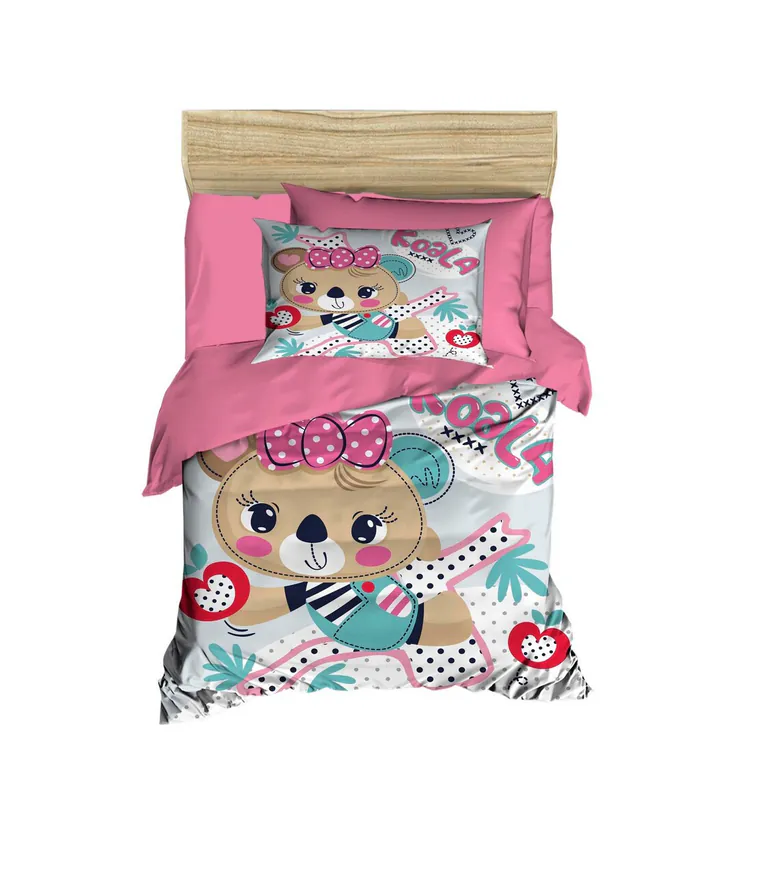 Lenjerie de pat pentru copii, L'essentiel Maison, PH148, Roz / Alb / Maro