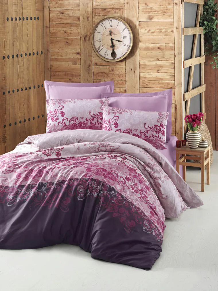 Lenjerie de pat pentru o persoana (DE), L'essentiel Maison, Rina, Roz / Liliac / Crem / Roz