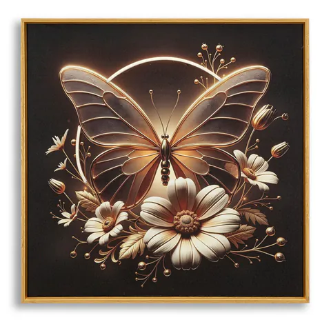 Tablou decorativ cu LED, Mauro Ferretti, Butterfly, 50x50 cm, lemn de pin/canvas, multicolor