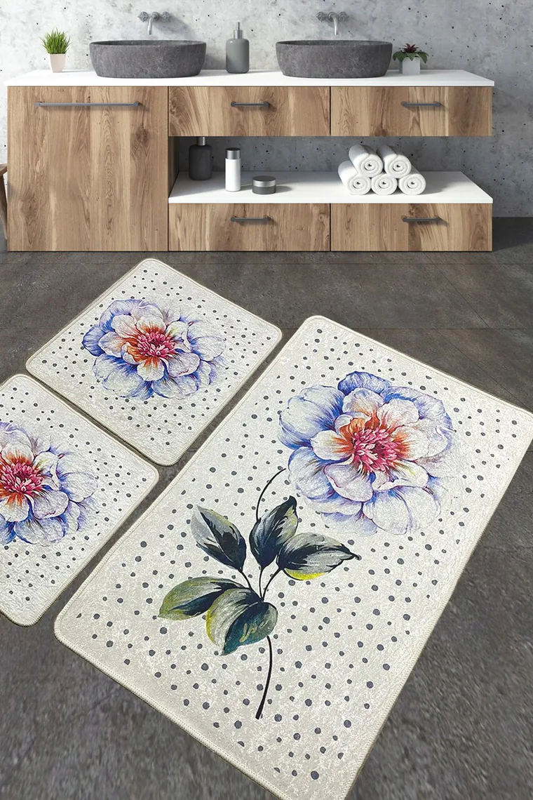 Set covorase de baie, L'essentiel Maison, Jade, Poliester, Multicolor