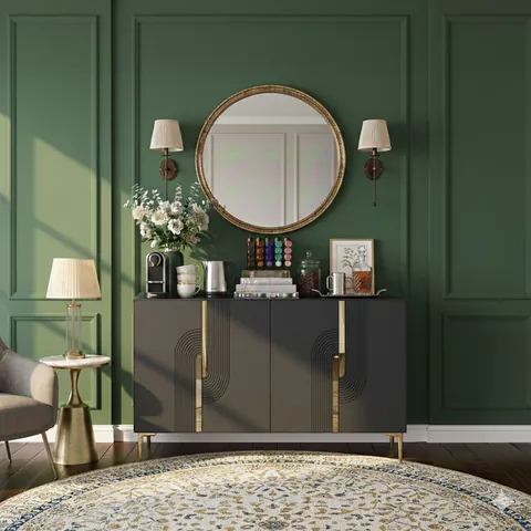 Consola, Hanah Home, Meyra 120, 120x75x32 cm, Antracit / Aur