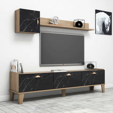 Comoda TV, Hanah Home, Sumer E4030, Stejar / Marmură