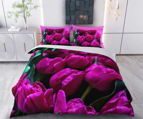 Lenjerie de pat pentru o persoana Single XXL (DE), 2 piese, L'essentiel Maison, Seren, Bumbac;Poliester, Mov/Verde