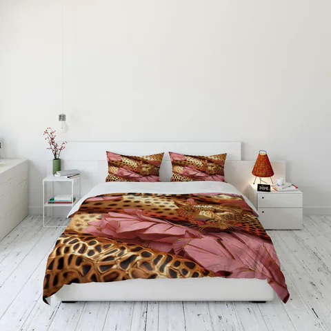 Lenjerie de pat dubla (DE), 3 piese, L'essentiel Maison, FLW_DVT25-37, Multicolor