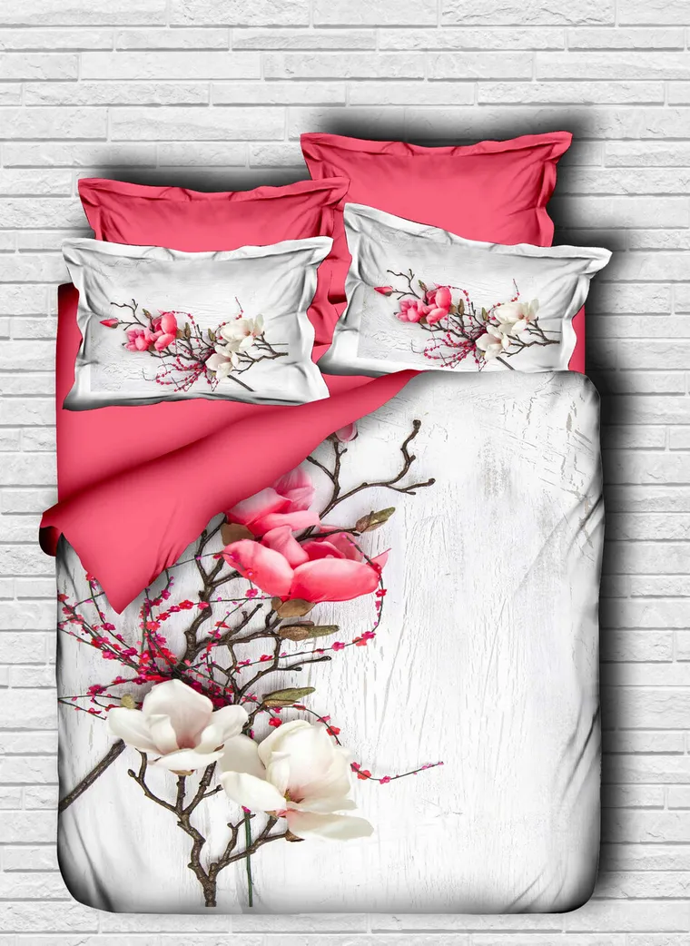 Lenjerie de pat dubla, L'essentiel Maison, 108, Roz/Alb