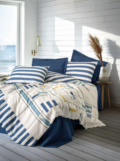 Lenjerie de pat pentru o persoana Single XXL (DE), L'essentiel Maison, Lunox, Albastru inchis