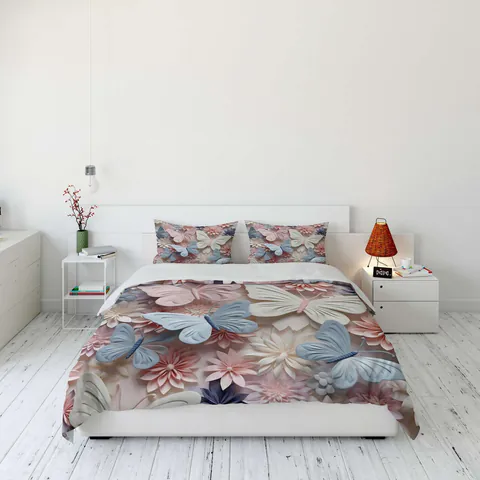 Lenjerie de pat dubla Super King (FR), 3 piese, L'essentiel Maison, FLW_DVT25-21, Multicolor