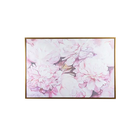 Tablou PASTEL FLOWERS, 120x80 cm, rama aurie