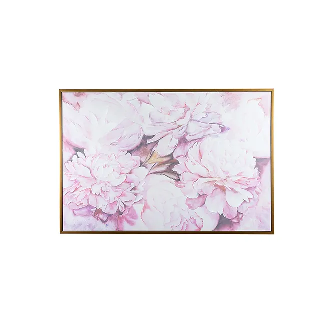 Tablou PASTEL FLOWERS, 120x80 cm, rama aurie