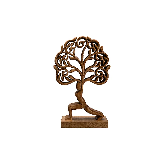 Decoratiune copac yoga WOODEN DECOR, 9.5x24x38 cm