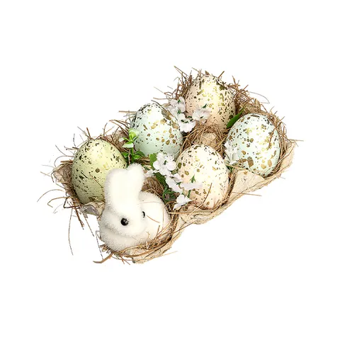 Decoratiune 6 oua in suport HOPPY, 15x10x10 cm