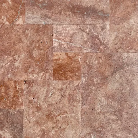 Travertin Opium Red Cross Cut French Pattern Set Periat, 1.2 cm