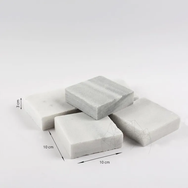 Piatra Cubica Marmura Kavala Neslefuita, 10 x 10 x 3 cm