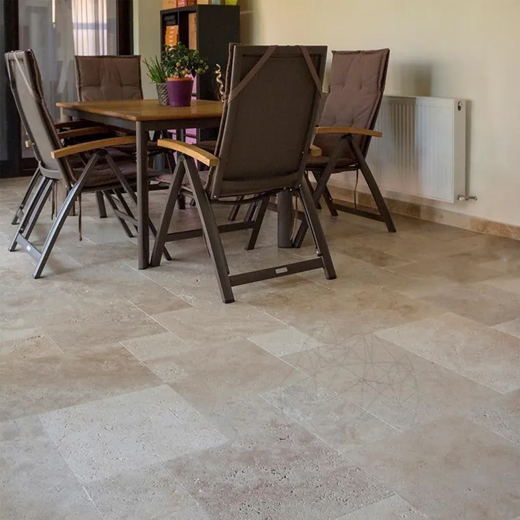 Travertin Classic Cross Cut French Pattern Set Periat si Chituit, 1.2 cm