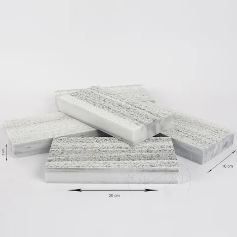 Piatra Cubica Marmura Kavala Buciardata, 20 x 10 x 3 cm