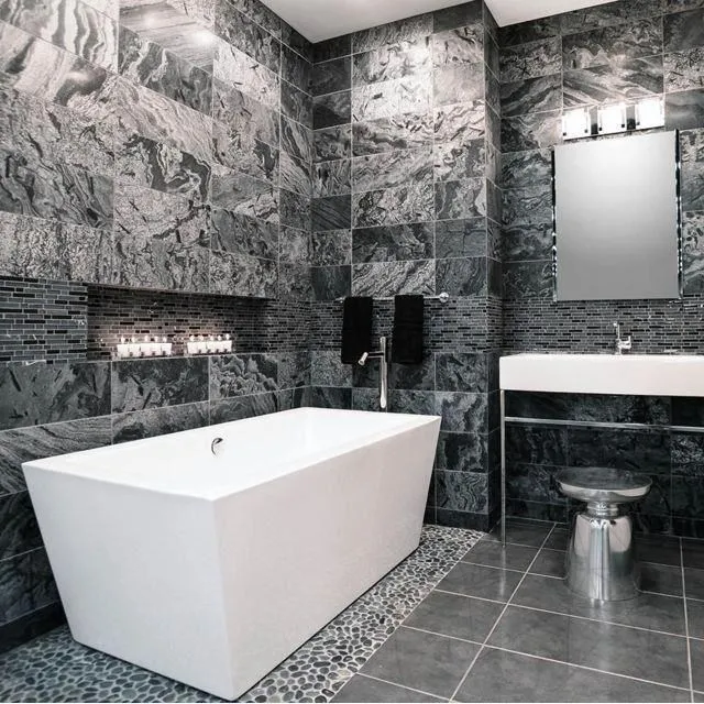 Ardezie Naturala Silver, Polisata (Lustruita), 60 x 30 x 1.2 cm | Ideala pt. Exterior/Interior, Vertical/Orizontal