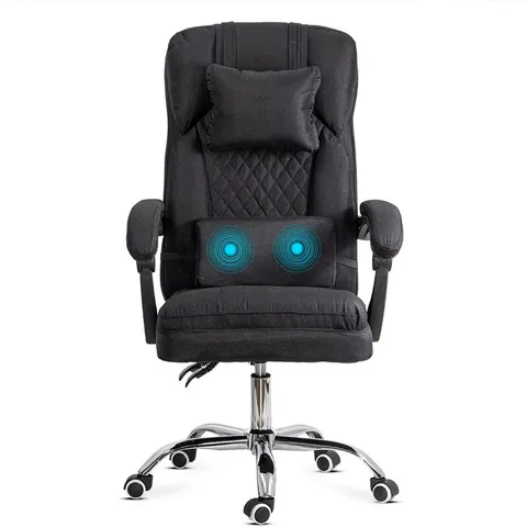 Scaun birou negru din stofa cu baza metalica si perna lombara masaj, modern OFF 936