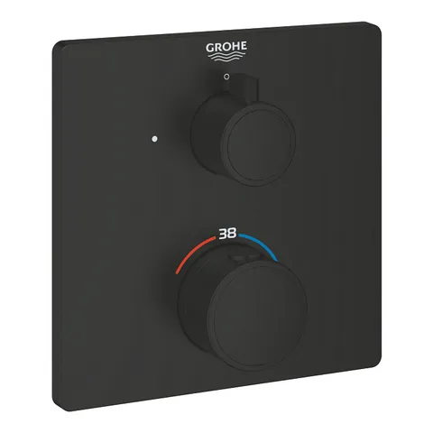 Baterie dus termostatata Grohe Grohtherm Square cu montaj incastrat necesita corp ingropat matte black