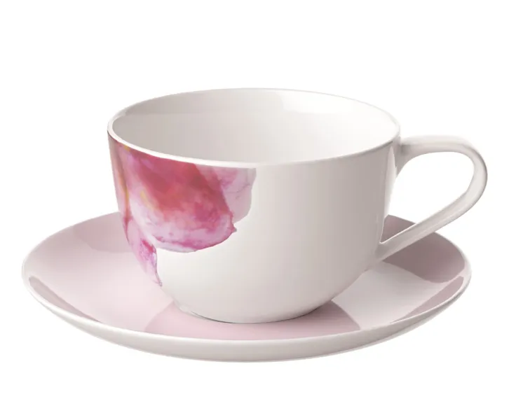 Ceasca si farfuriuta cappuccino Villeroy & Boch Rose Garden roz