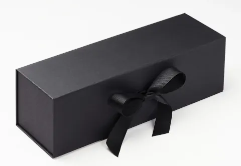 Cutie cadou pentru sticle Folda Single Bottle cu fundita Black