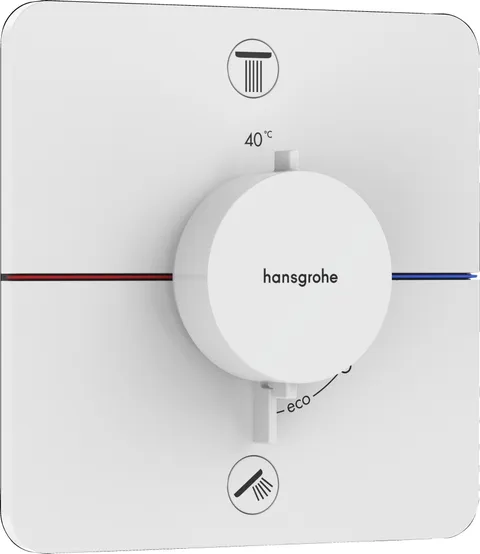 Baterie cada - dus termostatata Hansgrohe ShowerSelect Comfort Q cu 2 functii montaj incastrat necesita corp ingropat alb mat