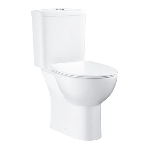 Set complet vas wc Grohe Bau Ceramic Rimless cu rezervor si capac slim cu inchidere lenta alb