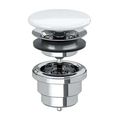 Ventil fix Villeroy & Boch pentru lavoare fara preaplin cu capac ceramic alb